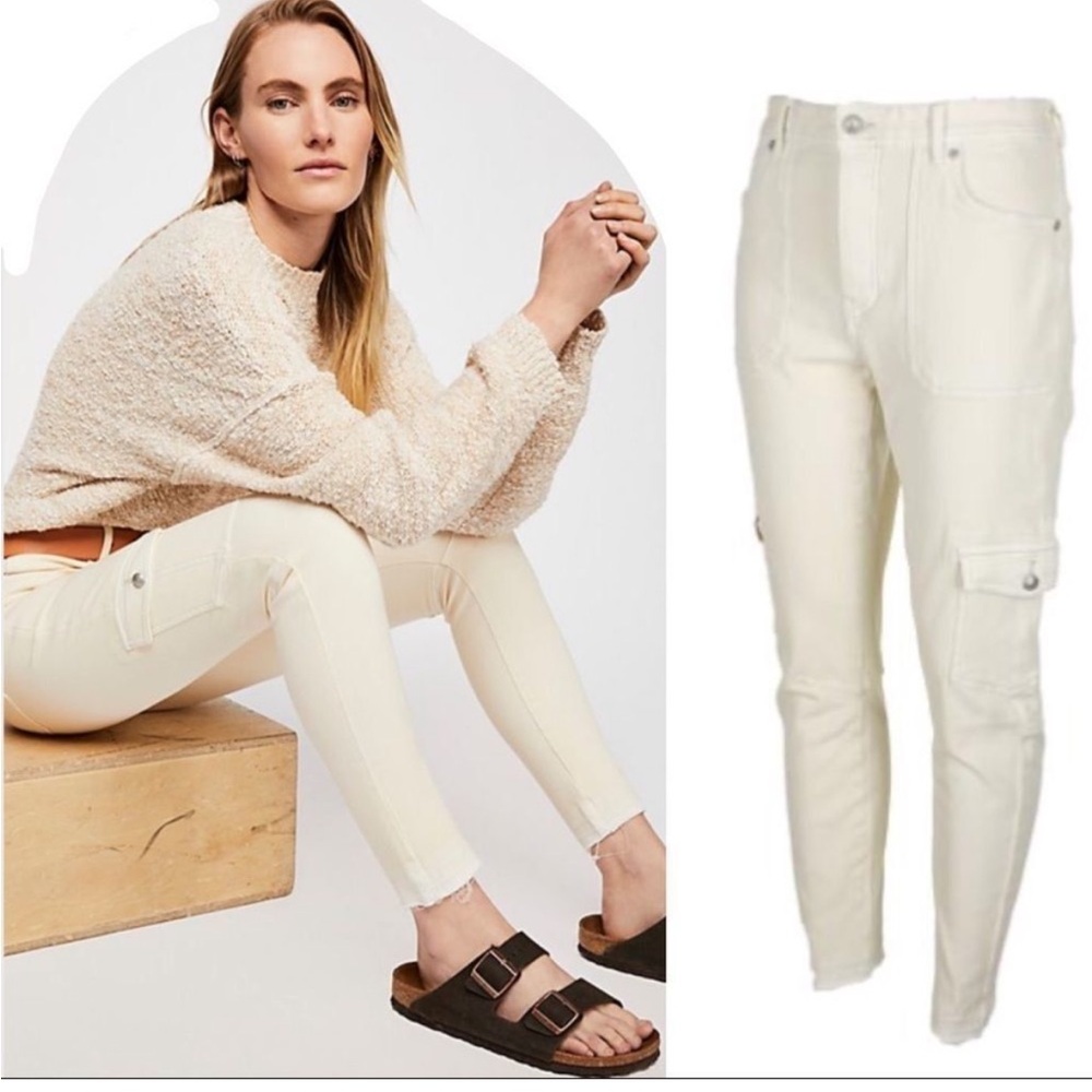 Free People Mid-Rise Cargo Utility Skinny Ankle‎ Jeans